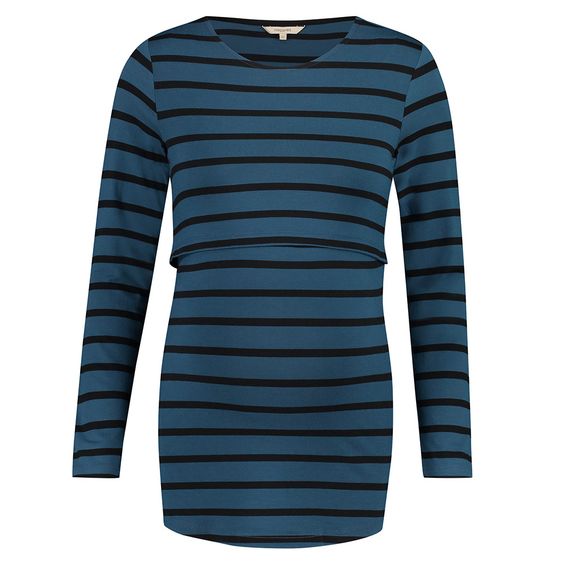 Noppies Still-Shirt Langarm Moon - Streifen Blau Schwarz - Gr. S