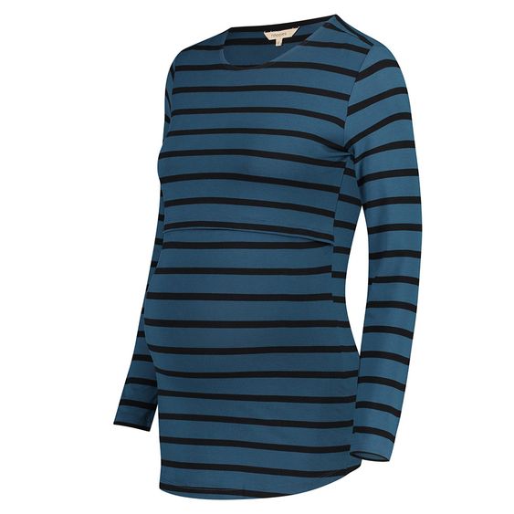 Noppies Still-Shirt Langarm Moon - Streifen Blau Schwarz - Gr. S