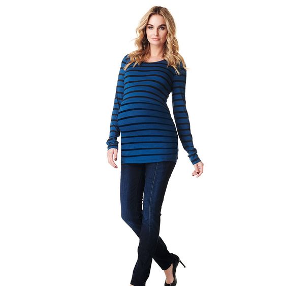 Noppies Still-Shirt Langarm Moon - Streifen Blau Schwarz - Gr. S