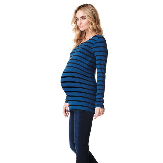 Noppies Still-Shirt Langarm Moon - Streifen Blau Schwarz - Gr. S