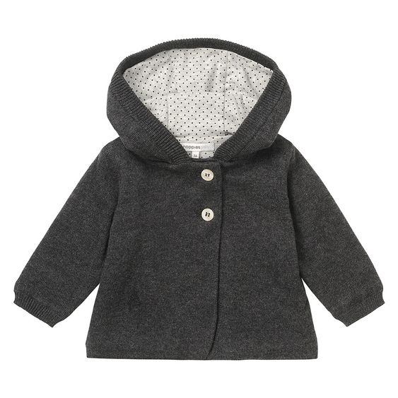 Noppies Strickjacke mit Kapuze Indio - Dunkelgrau Melange - Gr. 62