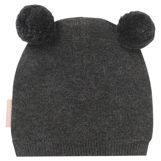 Noppies Strickmütze mit zwei Bommel Iselin - Dunkelgrau Melange - Gr. 0M-3M