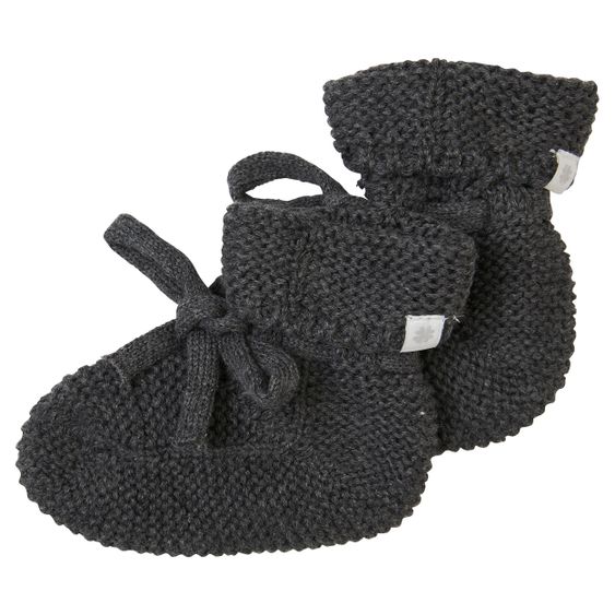 Noppies Organic Cotton Knitted Shoe Nelson - Dark Gray Melange - Size One Size