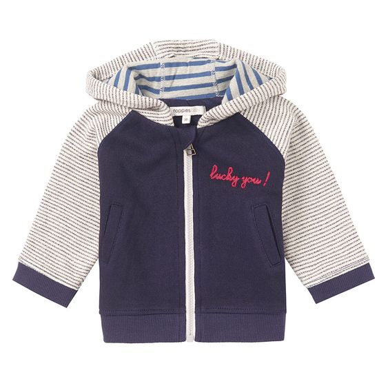 Noppies Sweat-Jacke mit Kapuze Gunbarrel - Streifen Dunkelblau - Gr. 62