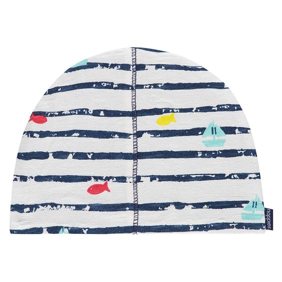 Noppies Wende-Mütze Rahway - Streifen Dunkelblau Weiß - Gr. 0 - 3 Monaten
