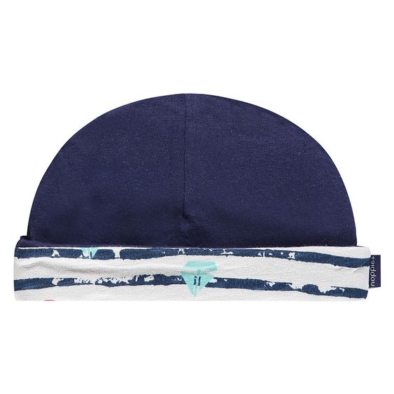 Noppies Wende-Mütze Rahway - Streifen Dunkelblau Weiß - Gr. 0 - 3 Monaten