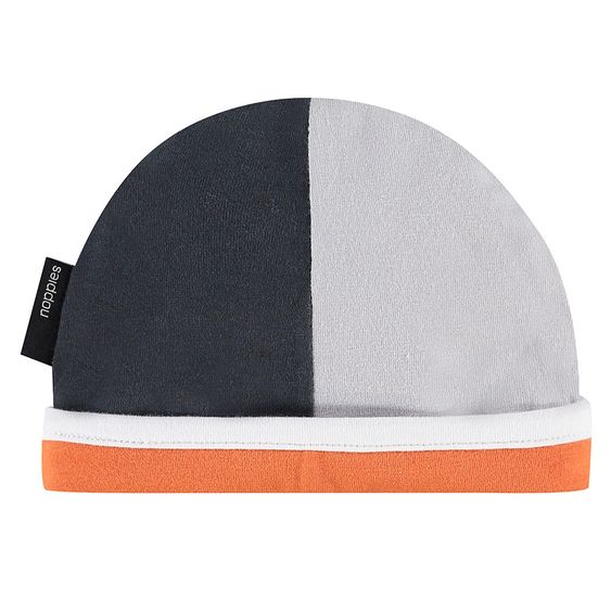 Noppies Wende-Mütze Trooper - Orange Schwarz Blau Grau - Gr. 0 - 3 Monate