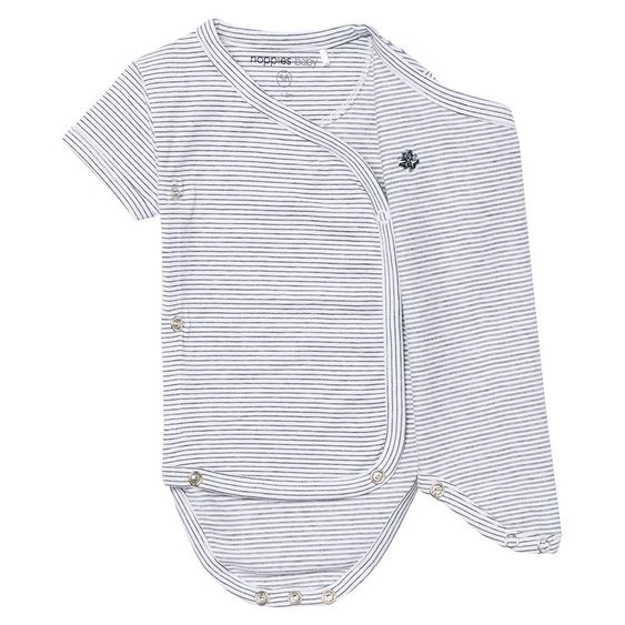 Noppies Wickelbody Kurzarm - Ringel Navy - Gr. 56