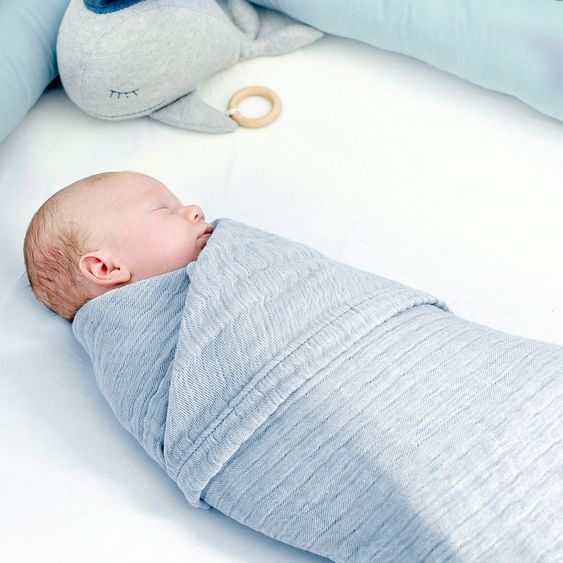 nordic coast company Baby blanket / cuddle blanket muslin- 120 x 90 cm - Blue