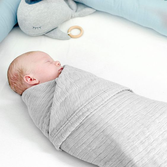 nordic coast company Babydecke / Kuscheldecke Musselin- 120 x 90 cm - Grau