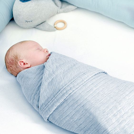 nordic coast company Babydecke / Kuscheldecke Musselin- 80 x 80 cm - Blau