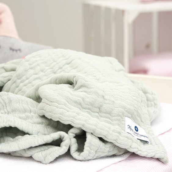 nordic coast company Baby blanket / cuddle blanket muslin- 80 x 80 cm - Mint