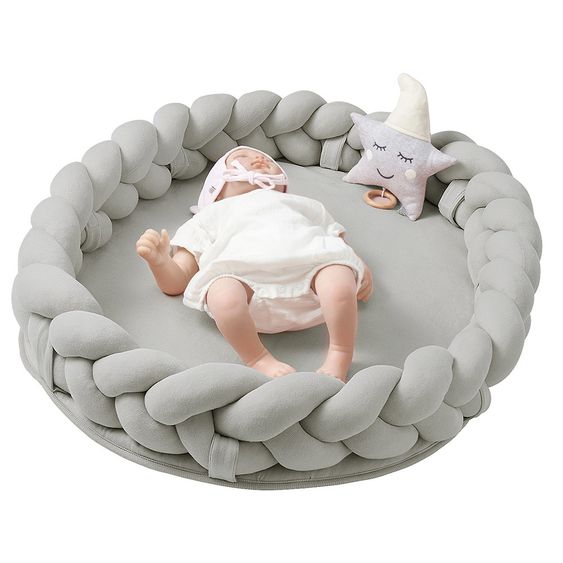nordic coast company Babynest / Kuschelnest - geflochten - Grau
