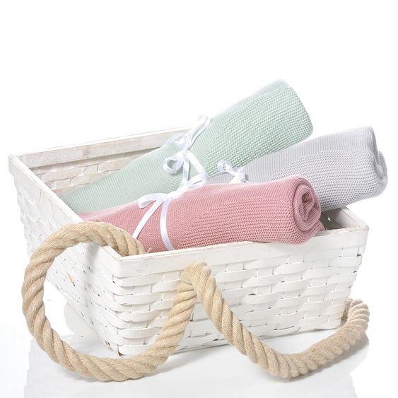 nordic coast company Baumwoll-Babydecke - Wolke - Mint