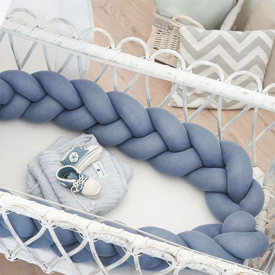 nordic coast company Bettschlange / Nestchenrolle - geflochten - Blau