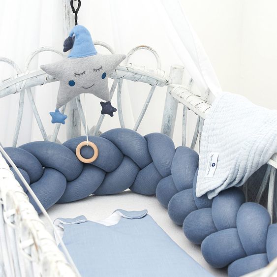 nordic coast company Bettschlange / Nestchenrolle - geflochten - Blau