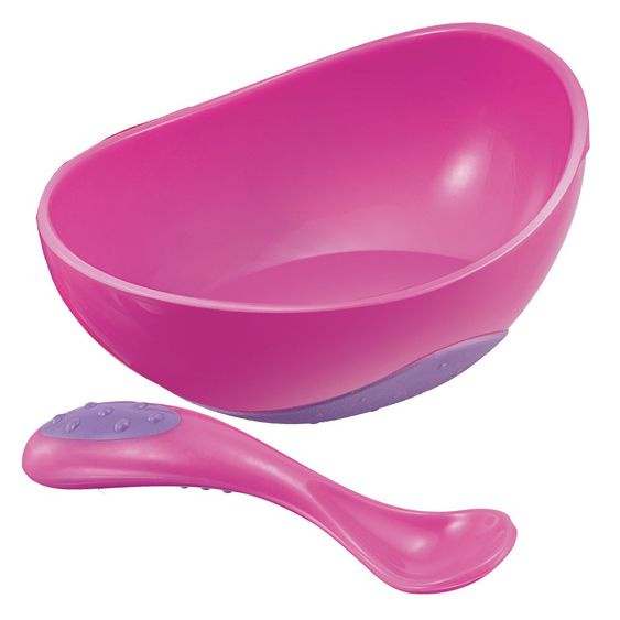 Nuby Set di 2 pezzi per imparare a mangiare Ciotola con fondo antiscivolo + cucchiaio - vari design