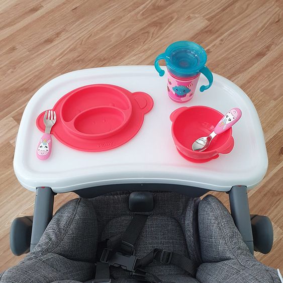 Nuby 2-tlg. Esslernbesteck-Set Edelstahl mit Silikongriff - 3D Motiv Unicorn
