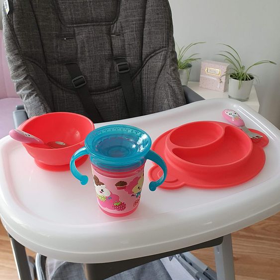 Nuby 2-tlg. Esslernbesteck-Set Edelstahl mit Silikongriff - 3D Motiv Unicorn