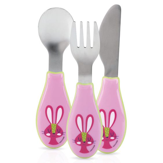 Nuby 3-tlg. Esslernbesteck-Set Edelstahl - Hase