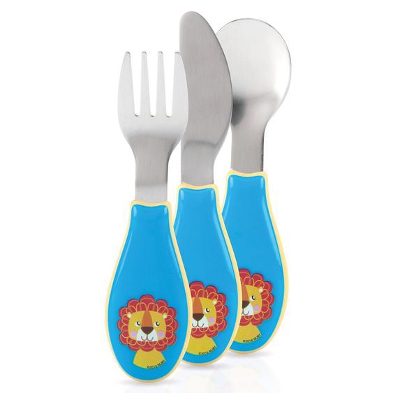 Nuby 3-tlg. Esslernbesteck-Set Edelstahl - Löwe