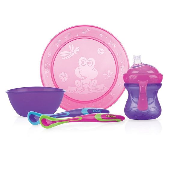 Nuby Set da pranzo da 5 pezzi - Rosa Porpora