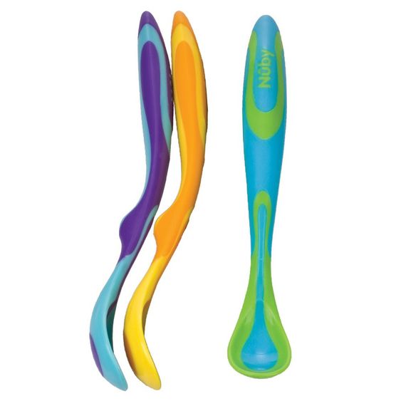 Nuby Cucchiaio per il seno 3 Pack Fun - Arancione Verde Viola
