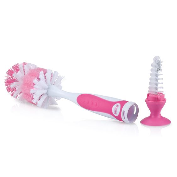 Nuby Flaschenbürste 2-in-1 mit Saugfuß - Pink