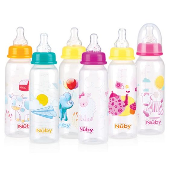 Nuby PP-Flasche 240 ml - Silikon Gr. 1 - verschiedene Designs