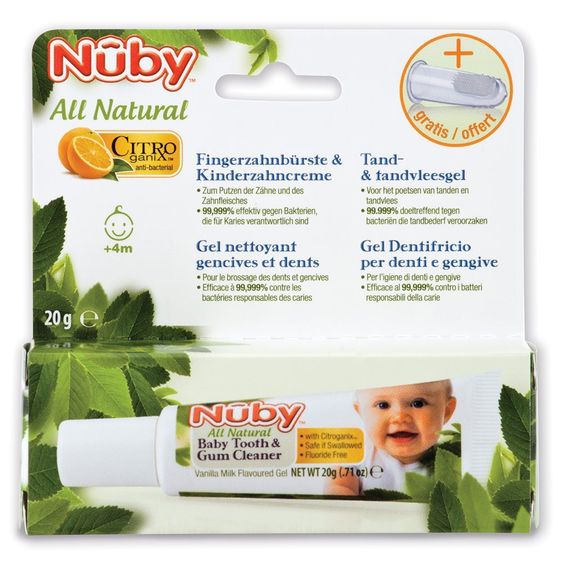 Nuby Set Finger Toothbrush & Toothpaste All Natural Citroganix 20 g