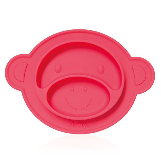Nuby Silikon-Esslernteller rutschfest - Äffchen - Rot