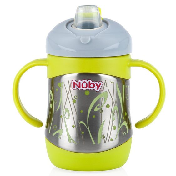 Nuby Thermo-Edelstahl-Trinkbecher Clik It 220 ml - Silikon-Trinktülle