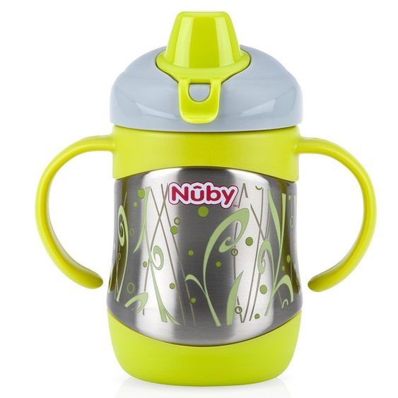 Nuby Thermo-Edelstahl-Trinkbecher Clik It 220 ml - Silikon-Trinktülle
