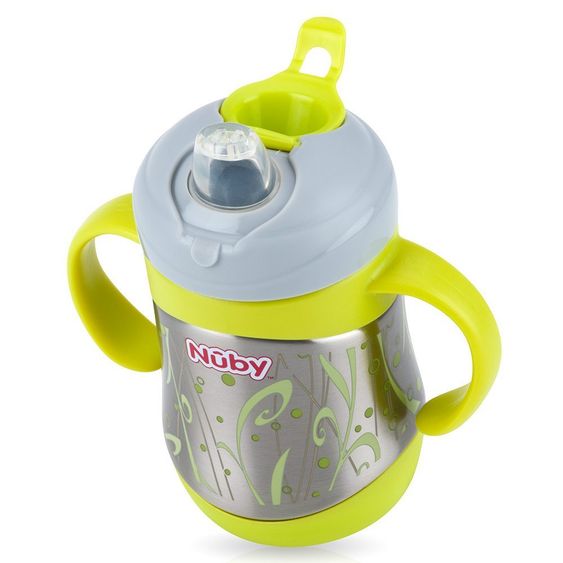 Nuby Thermo-Edelstahl-Trinkbecher Clik It 220 ml - Silikon-Trinktülle