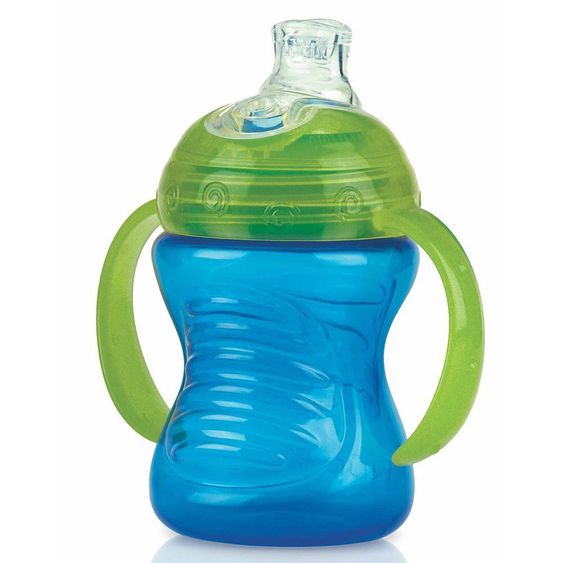 Nuby Trinklern-Becher 240 ml auslaufsicher mit Silikon-Mundstück - Blau