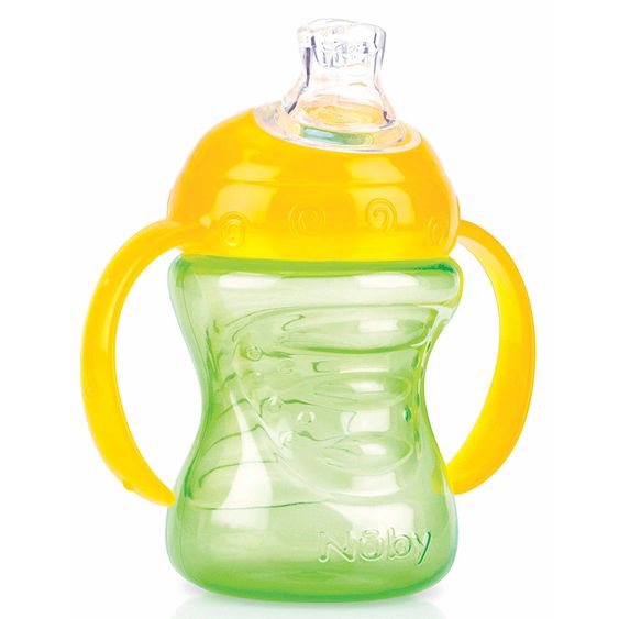Nuby Trinklern-Becher 240 ml auslaufsicher mit Silikon-Mundstück - Grün