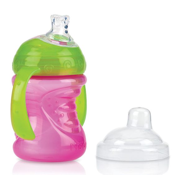 Nuby Trinklern-Becher 240 ml auslaufsicher mit Silikon-Mundstück - Pink