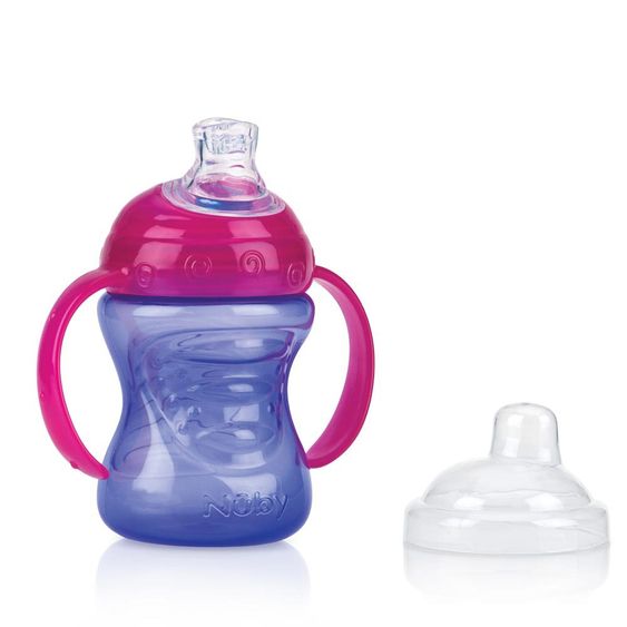 Nuby Trinklern-Becher 240 ml auslaufsicher mit Silikon-Mundstück - verschiedene Farben