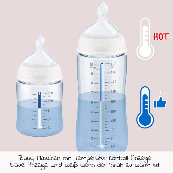 Nuk 11-tlg. Premium Starter-Set inkl. 6 Glasflaschen + 1 Dampfsterilisator Vario Express + 3 Spucktücher - Weiß Grau