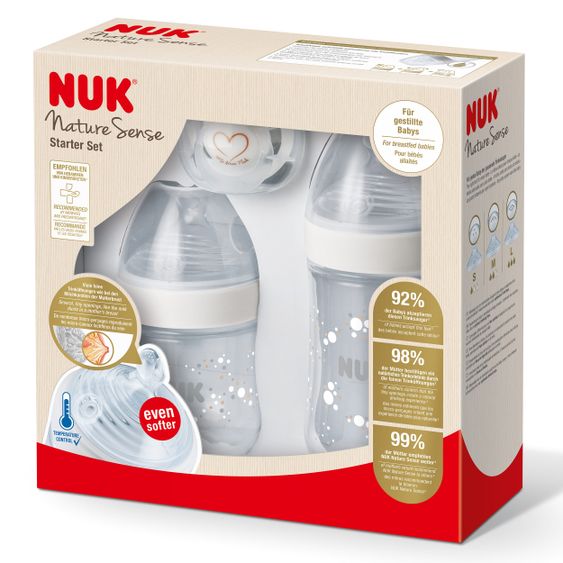 Nuk 3-tlg. Start-Set Nature Sense - Temperature Control - Weiß