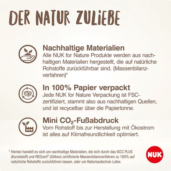 Nuk 3-tlg. Starter-Set for Nature - 2x PP-Flasche (150 ml & 260 ml) + 1x Silikon-Schnuller (0-6 Monate)