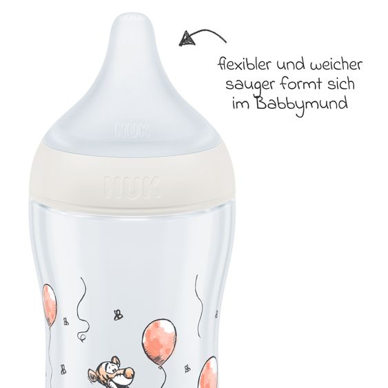 Nuk Set iniziale di 4 pezzi Perfect Match - 3x biberon in PP (150 ml e 260 ml) + tettarella in silicone (taglia S e M) + ciuccio spaziale - Disney Winnie the Pooh