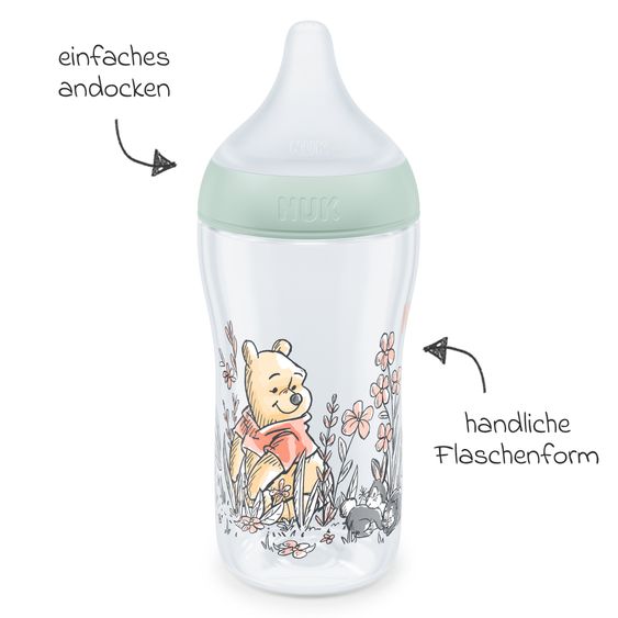 Nuk Set iniziale di 4 pezzi Perfect Match - 3x biberon in PP (150 ml e 260 ml) + tettarella in silicone (taglia S e M) + ciuccio spaziale - Disney Winnie the Pooh