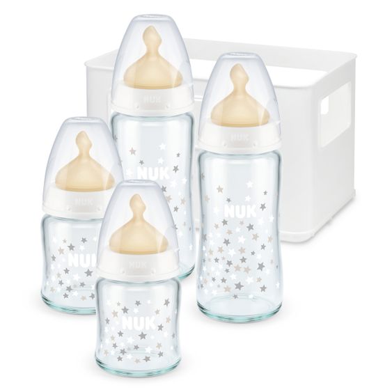 Nuk 5-tlg. Glas-Flaschen-Set First Choice Plus mit Latex-Saugern - Temperature Control