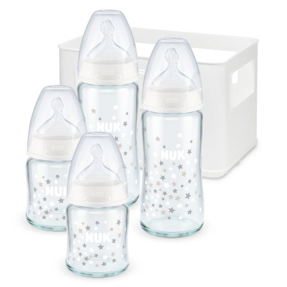 Nuk 5-tlg. Glas-Flaschen-Set First Choice Plus mit Silikon-Saugern - Temperature Control