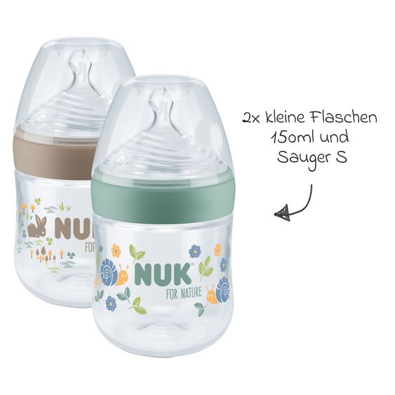 Nuk 6-tlg. Perfect-Start-Set for Nature - 4x PP-Flasche (150 ml & 260 ml) + 2x Silikon-Schnuller (0-6 Monate)