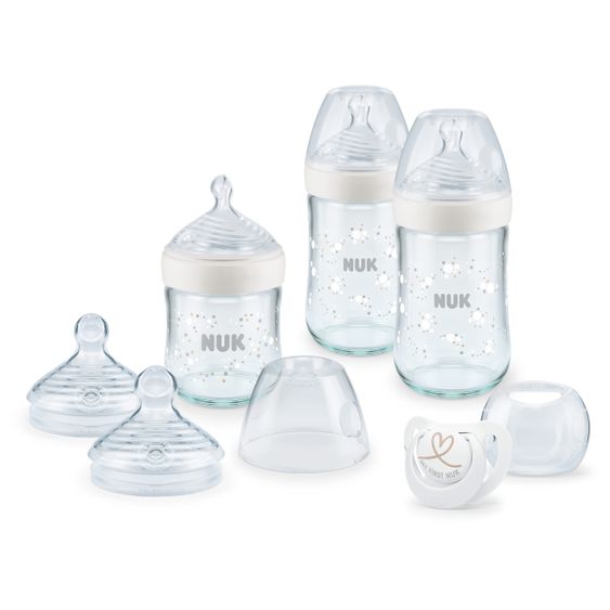Nuk 7-tlg. Glas-Flaschen Set Nature Sense - Temperature Control - Weiß
