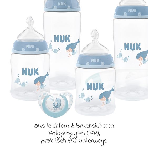 Nuk Set Perfect-Start 8 pz. PP First Choice Plus - Controllo della Temperatura 150 & 300 ml - Wal - Taglia: 0-6 M+