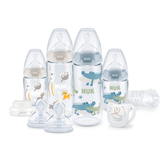 Nuk Set di 9 pezzi Perfect Start PA First Choice Plus - Controllo della temperatura - Blu