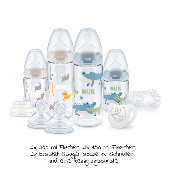 Nuk Set di 9 pezzi Perfect Start PA First Choice Plus - Controllo della temperatura - Blu